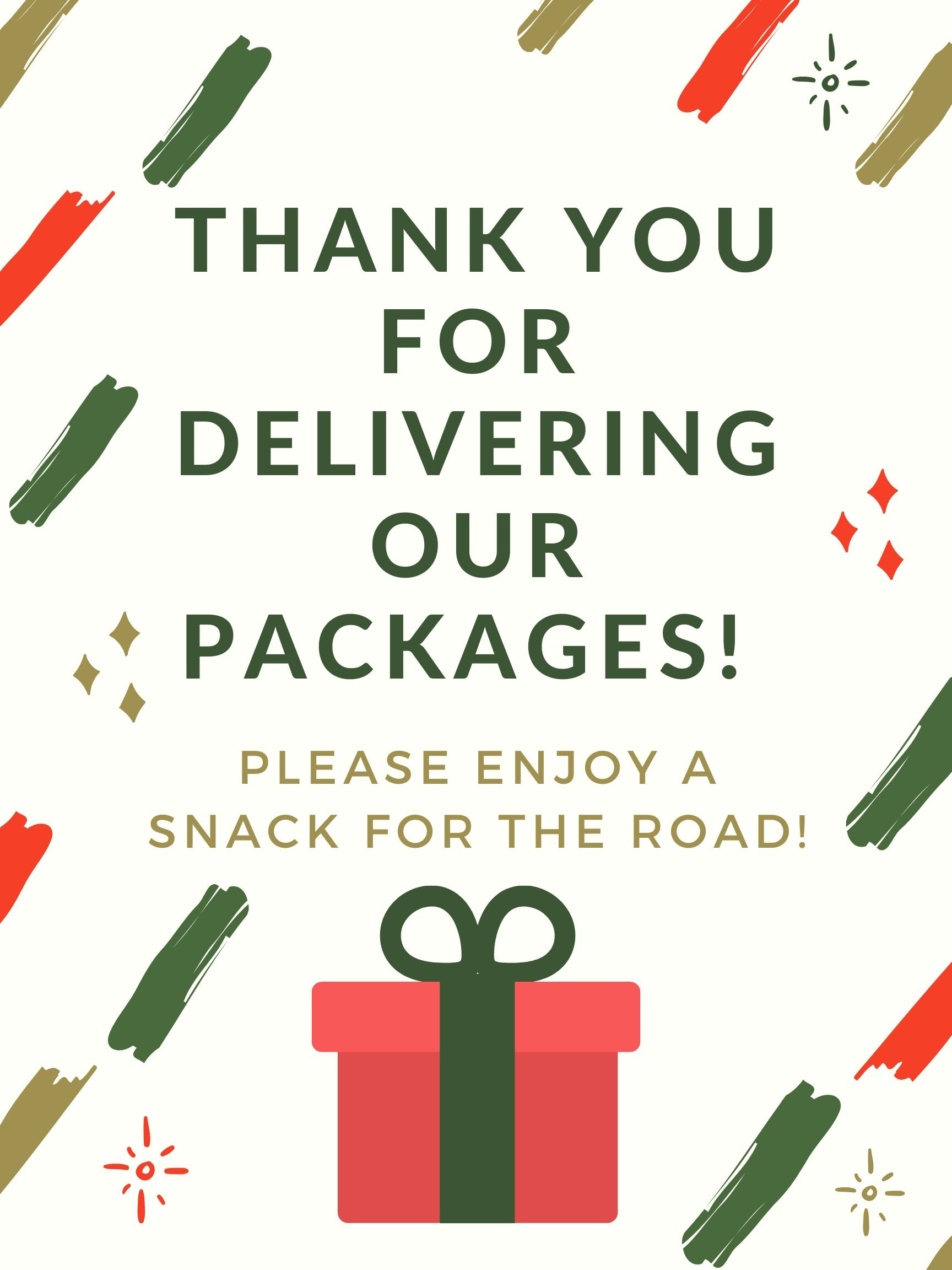 Embrace The Season: Delivery Person Snack Sign Printables with regard to Delivery Driver Snack Sign Free Printable
