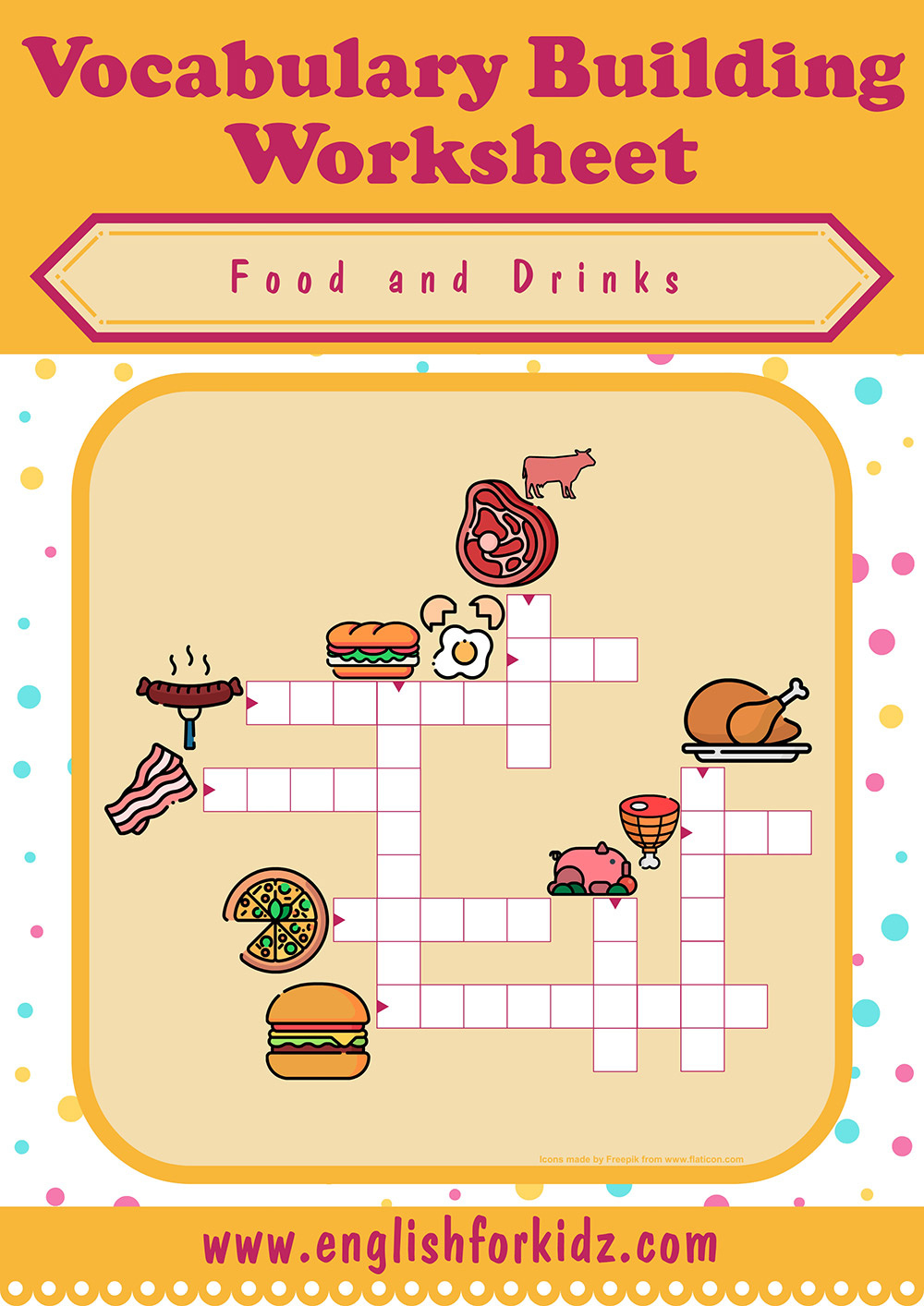 English For Kids Stepstep: Food And Drinks Crossword Puzzles throughout Printable Crosswords Esl