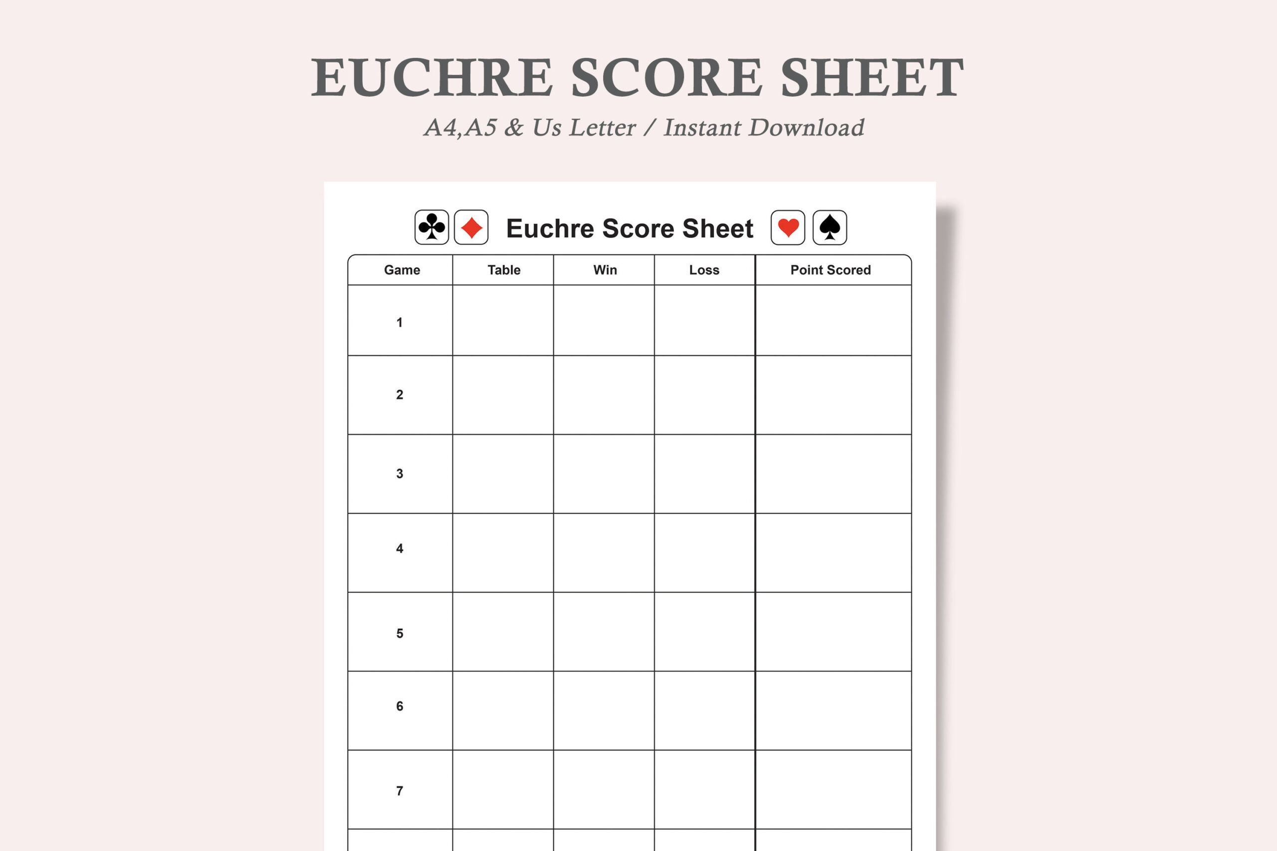 Euchre Score Sheet,Euchre Score Cards Printable,Euchre Tournament pertaining to Euchre Score Cards Free Printable