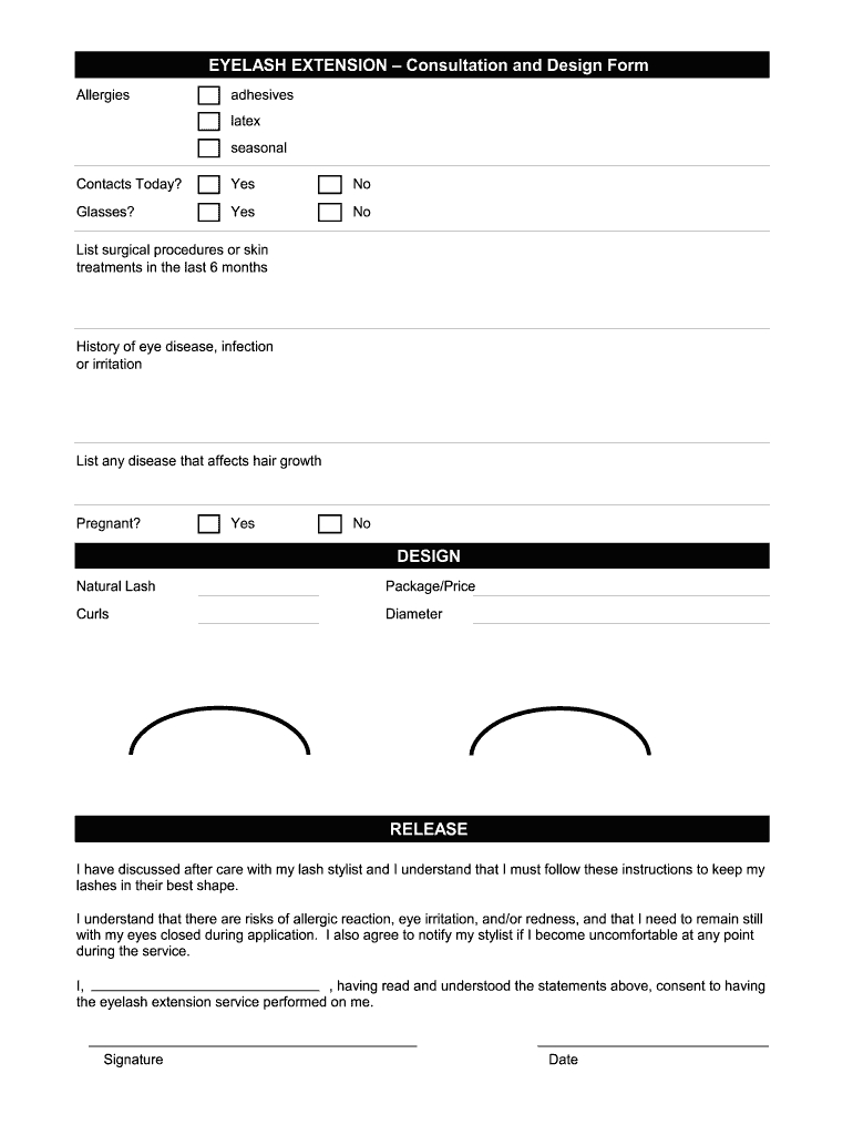 Eyelash Consultation Form Pdf - Fill Online, Printable, Fillable throughout Free Printable Eyelash Extension Practice Sheet