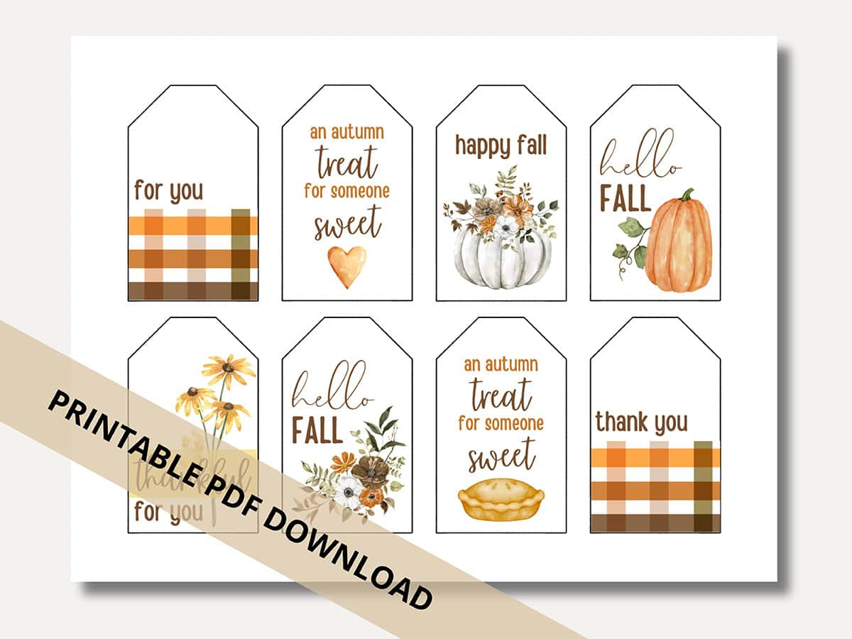 Fall Gift &amp;amp; Treat Tags - Free Printable For Autumn - Aubree Originals pertaining to Free Printable Autumn Gift Tags