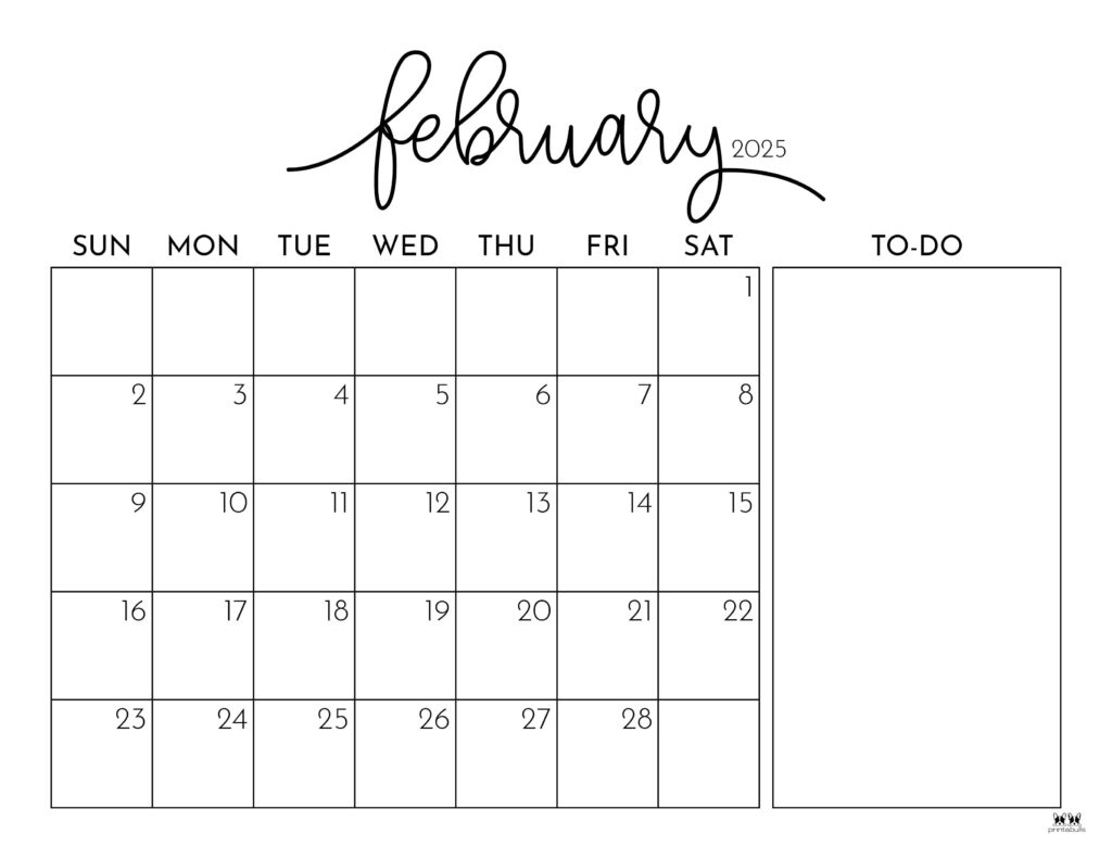 February 2025 Calendars - 107 Free Printables | Printabulls with regard to Free Printable Feb 2025 Calendar