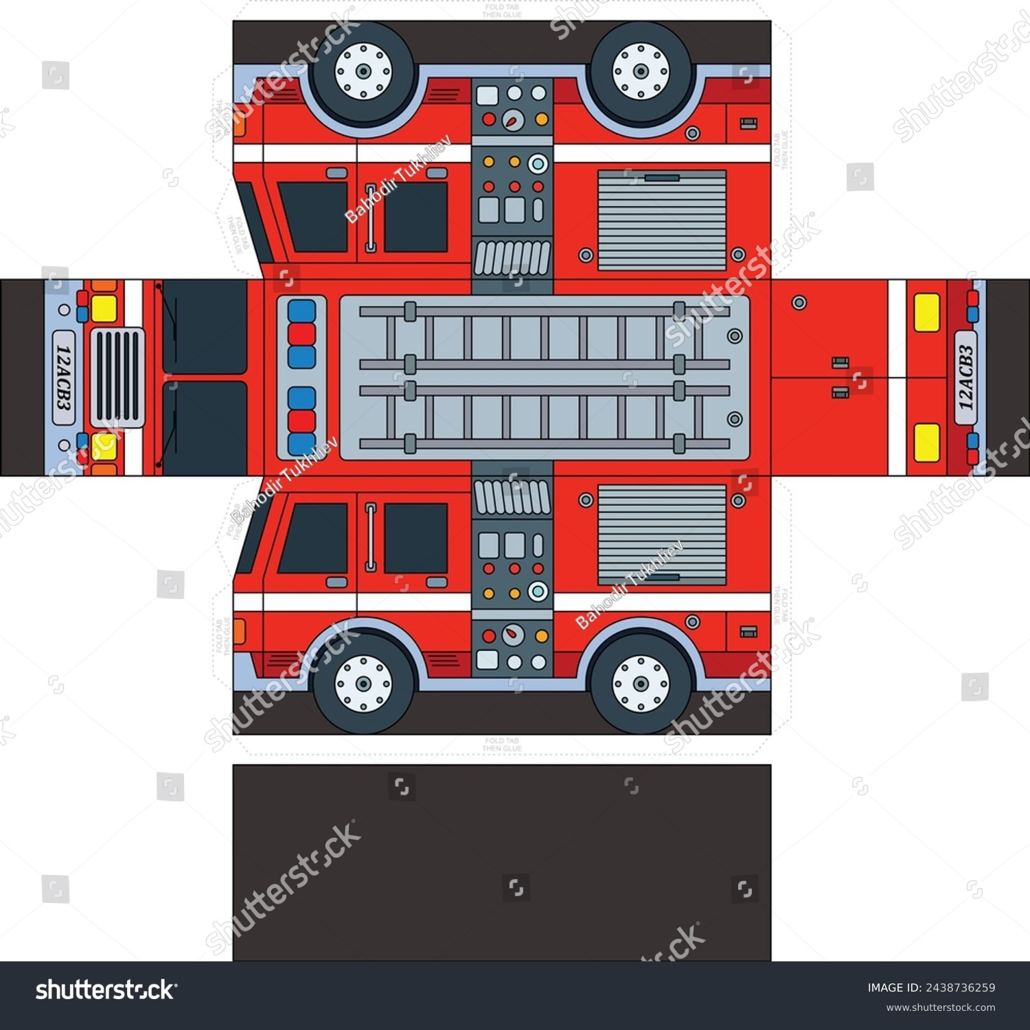 Fire Truck Paper Photos, Images &amp;amp; Pictures | Shutterstock with Cut Out Fire Truck Template Printable