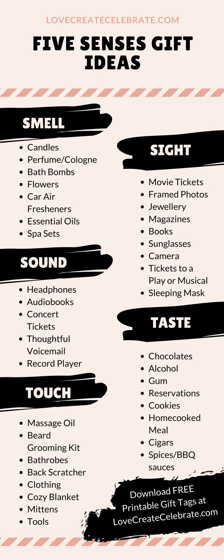 Five Senses Gift [&amp;amp; Free Printable Tags!] pertaining to Free Printable 5 Senses Gift Printables