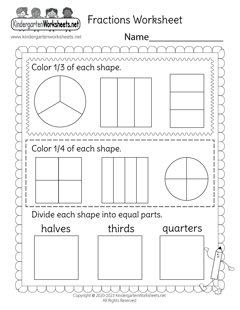 Fractions Worksheet - Free Printable, Digital, &amp;amp; Pdf in Printable Kindergarten Fractions Worksheets