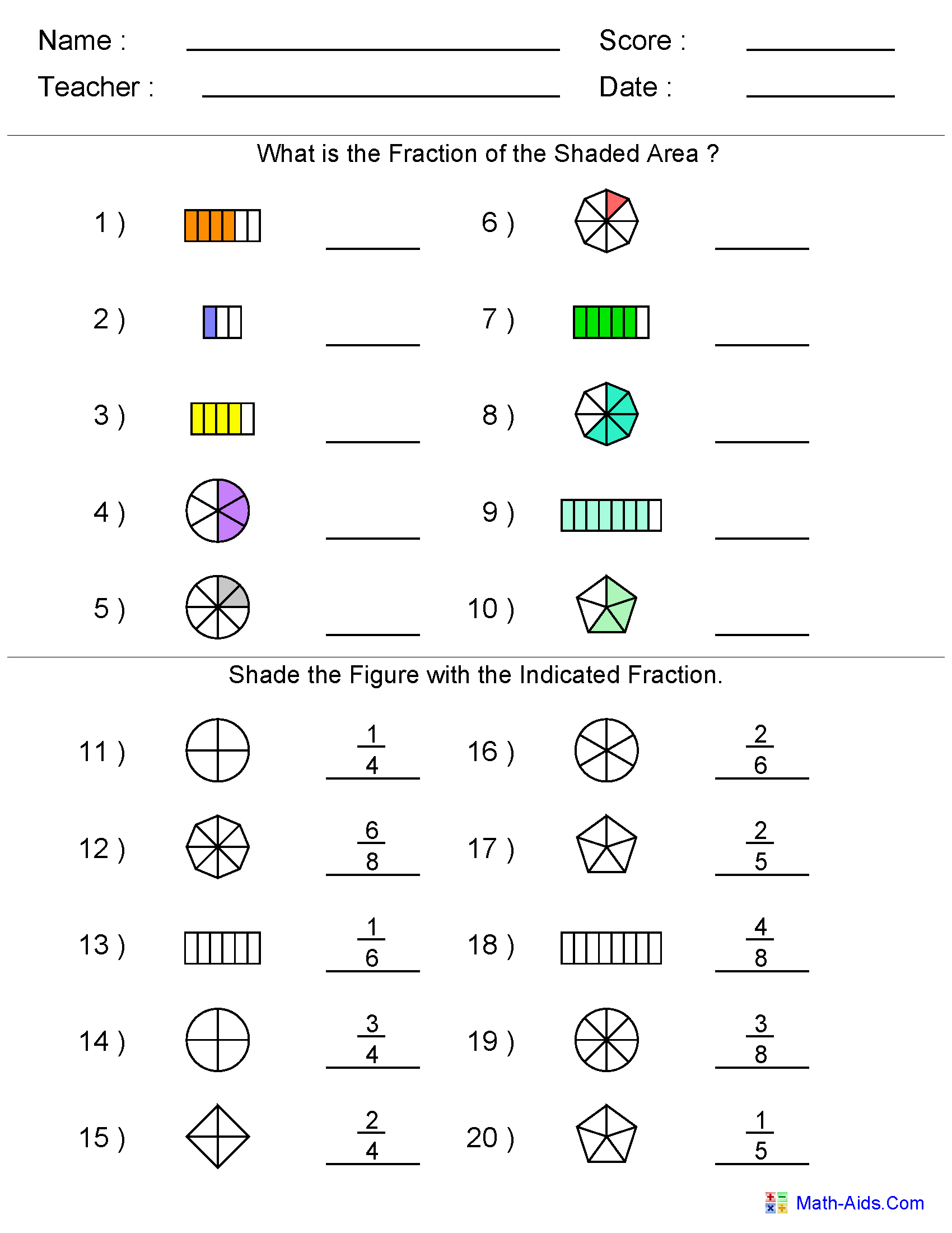 Fractions Worksheets | Printable Fractions Worksheets For Teachers inside Printable Fractions Worksheet