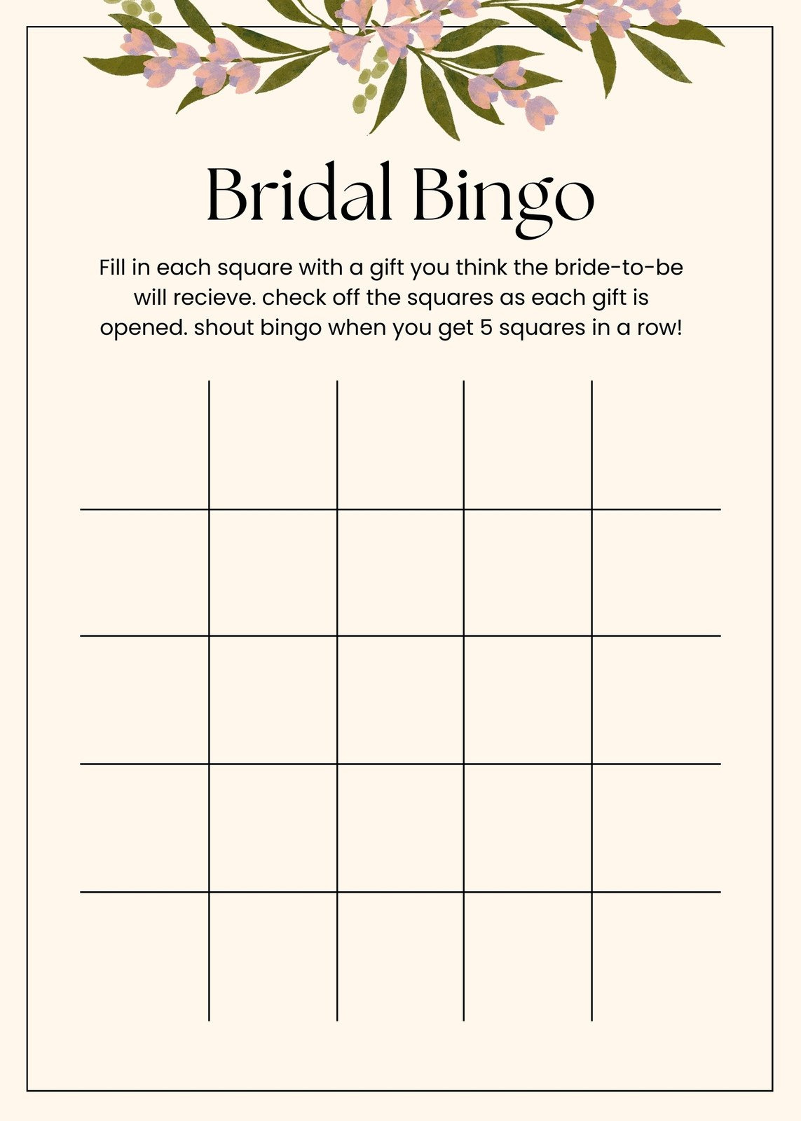 Free Bingo Card Templates To Customize And Print | Canva inside Downloadable Template Free Printable Bridal Shower Bingo