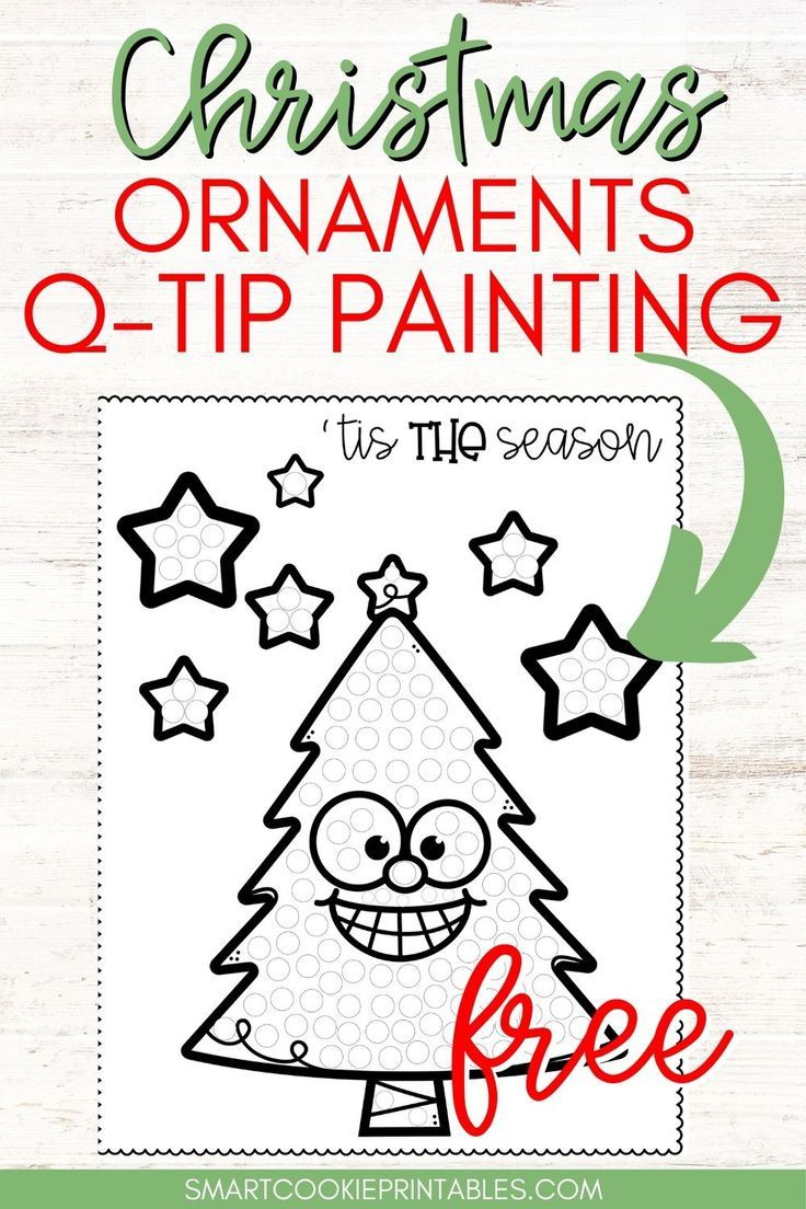 Free Christmas Q-Tip Painting Printable For Kids inside Christmas Q Tip Painting Printables Free