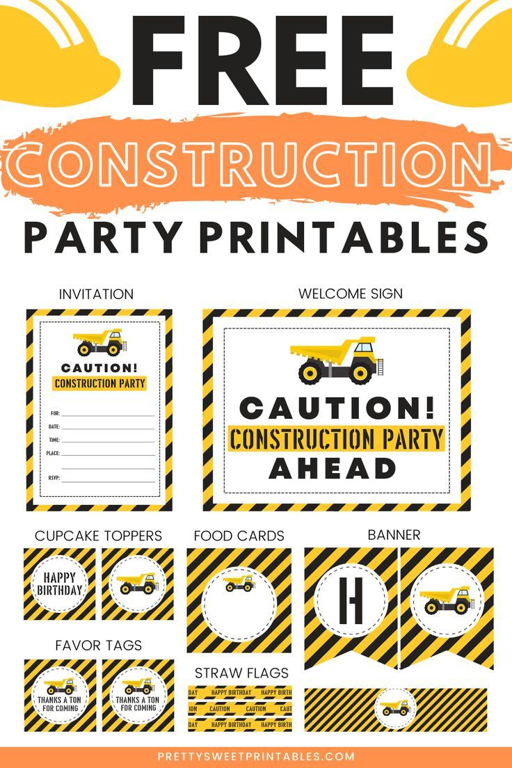 Free Construction Party Printables within Free Printables Construction Party
