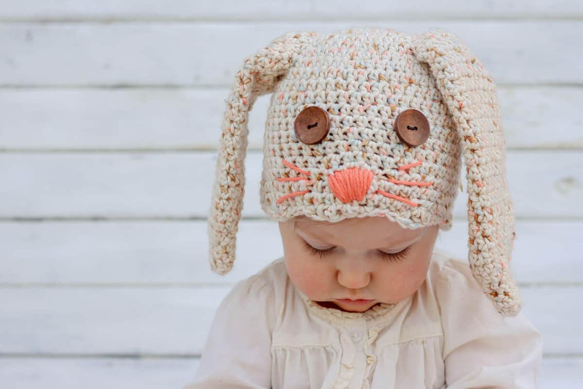 Free Crochet Bunny Hat Pattern (Newborn, Baby, Toddler, Child) in Easter Bunny Hat Crochet Pattern Free
