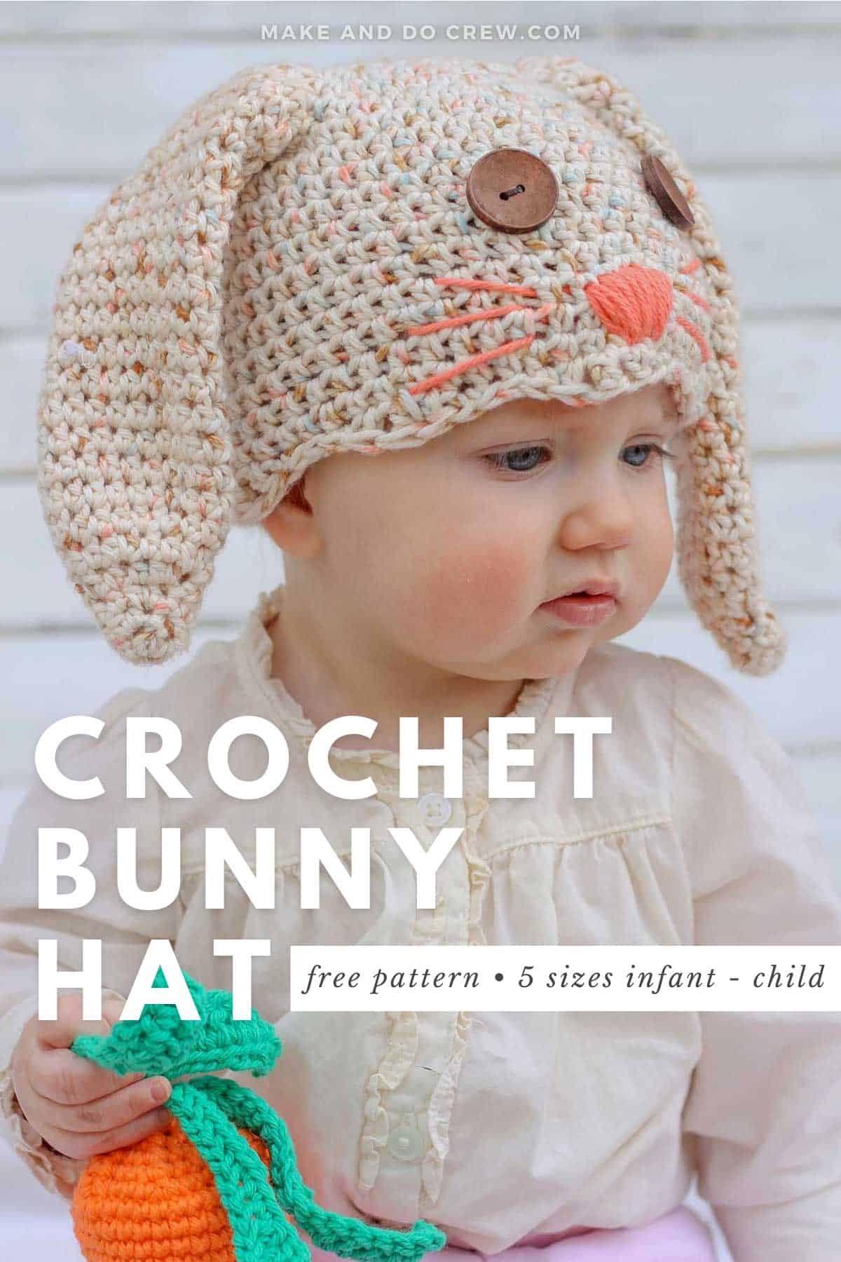 Free Crochet Bunny Hat Pattern (Newborn, Baby, Toddler, Child) regarding Easter Bunny Hat Crochet Pattern Free
