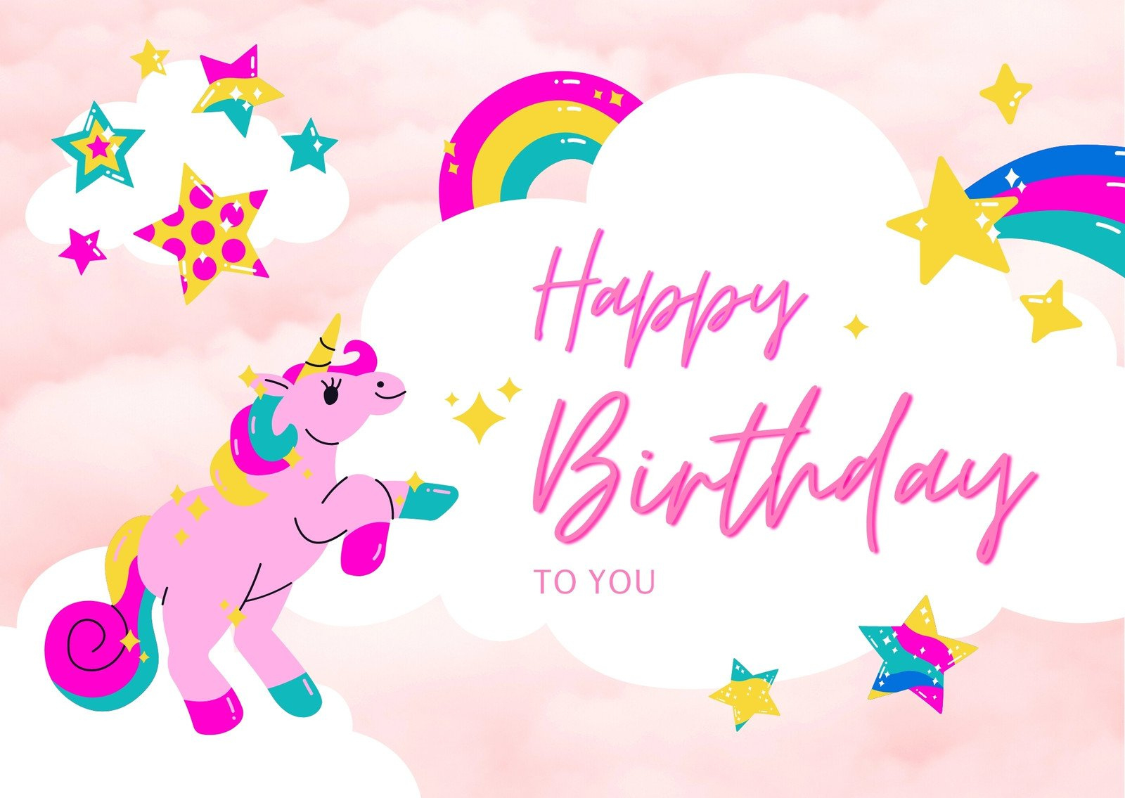 Free Custom Printable Unicorn Card Templates | Canva regarding Unicorn Birthday Free Printables