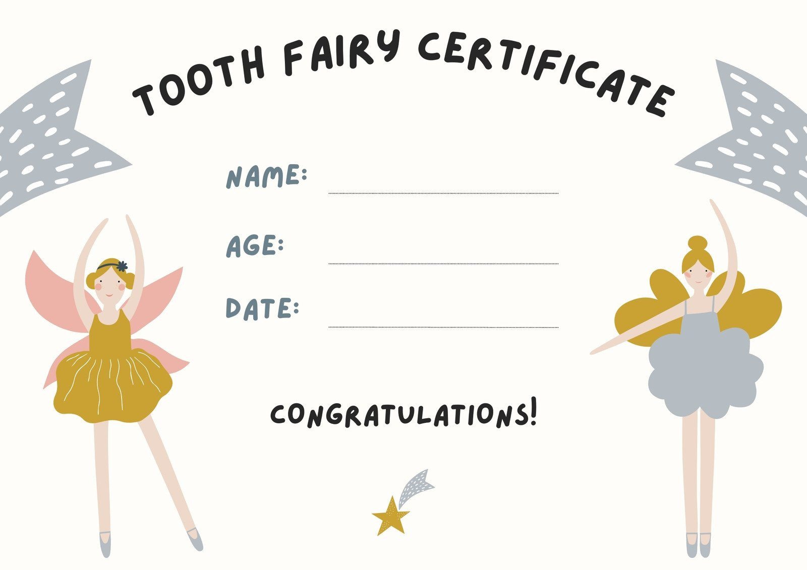 Free Customizable Tooth Fairy Certificate Templates | Canva intended for Free Printable Tooth Fairy Certificate