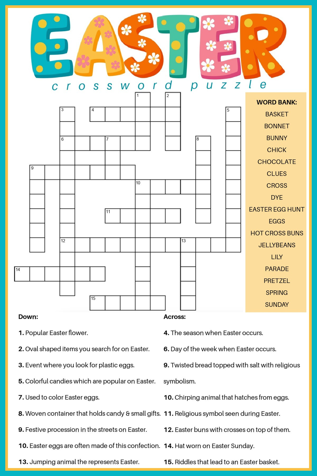 Free Easter Crossword Puzzle Printable - 2 Versions &amp;amp; Answer Key with Free Printable Easter Crossword