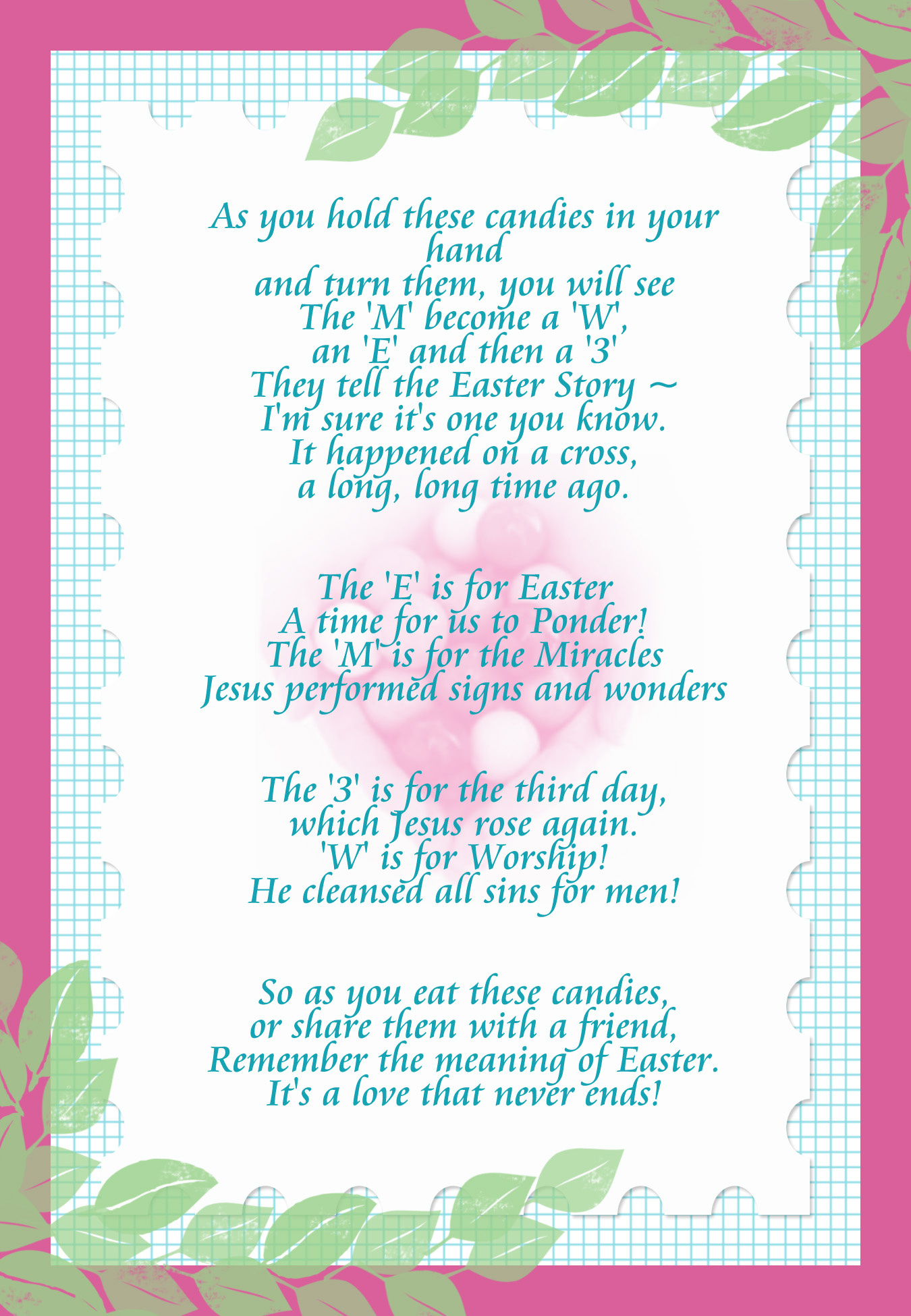 Free Friday! Easter M&amp;amp;Ms Printable – It Works For Bobbi! inside Free Printable M&amp;amp;amp;M Easter Poem