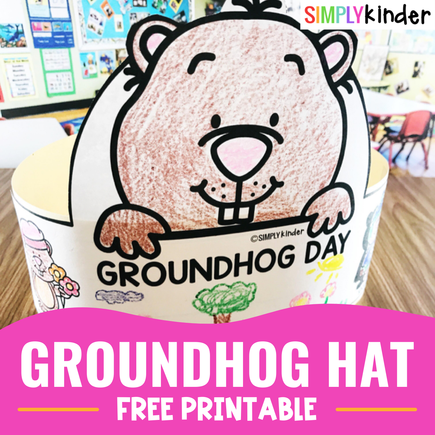 Free Groundhog Day Hat - Simply Kinder inside Groundhog Day Hat Printable