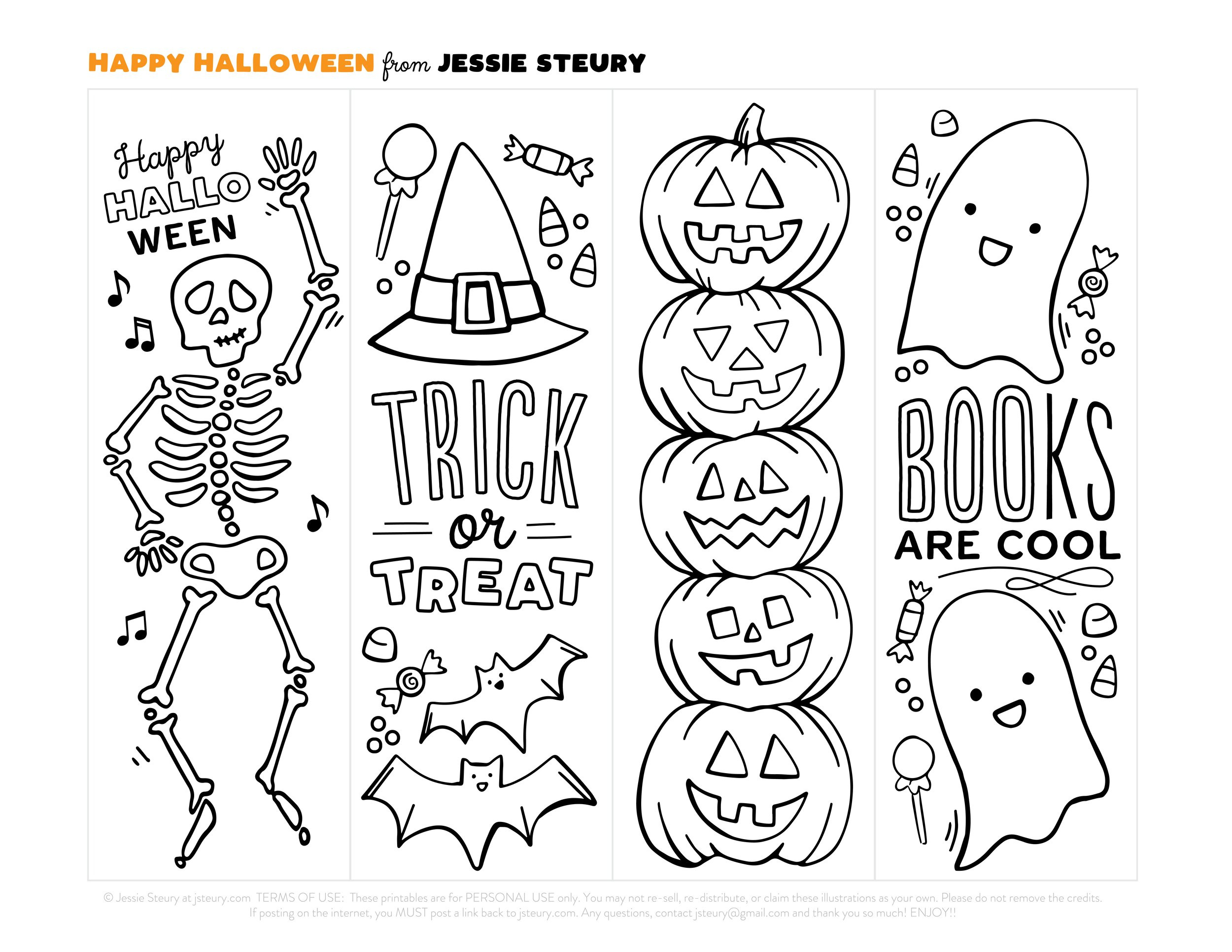 Free Halloween Bookmarks — Jessie Steury intended for Halloween Bookmarks Free Printable