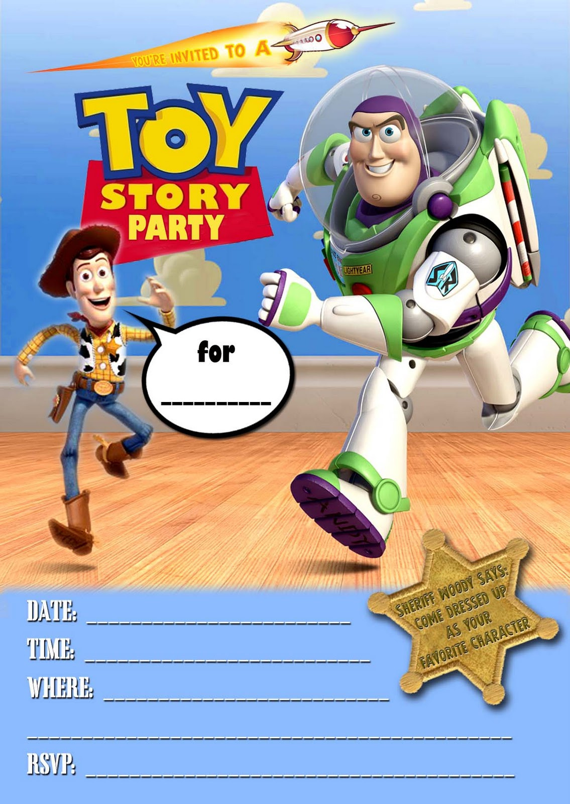 Free Kids Party Invitations: Toy Story Party Invitation intended for Toy Story Invitations Free Printable