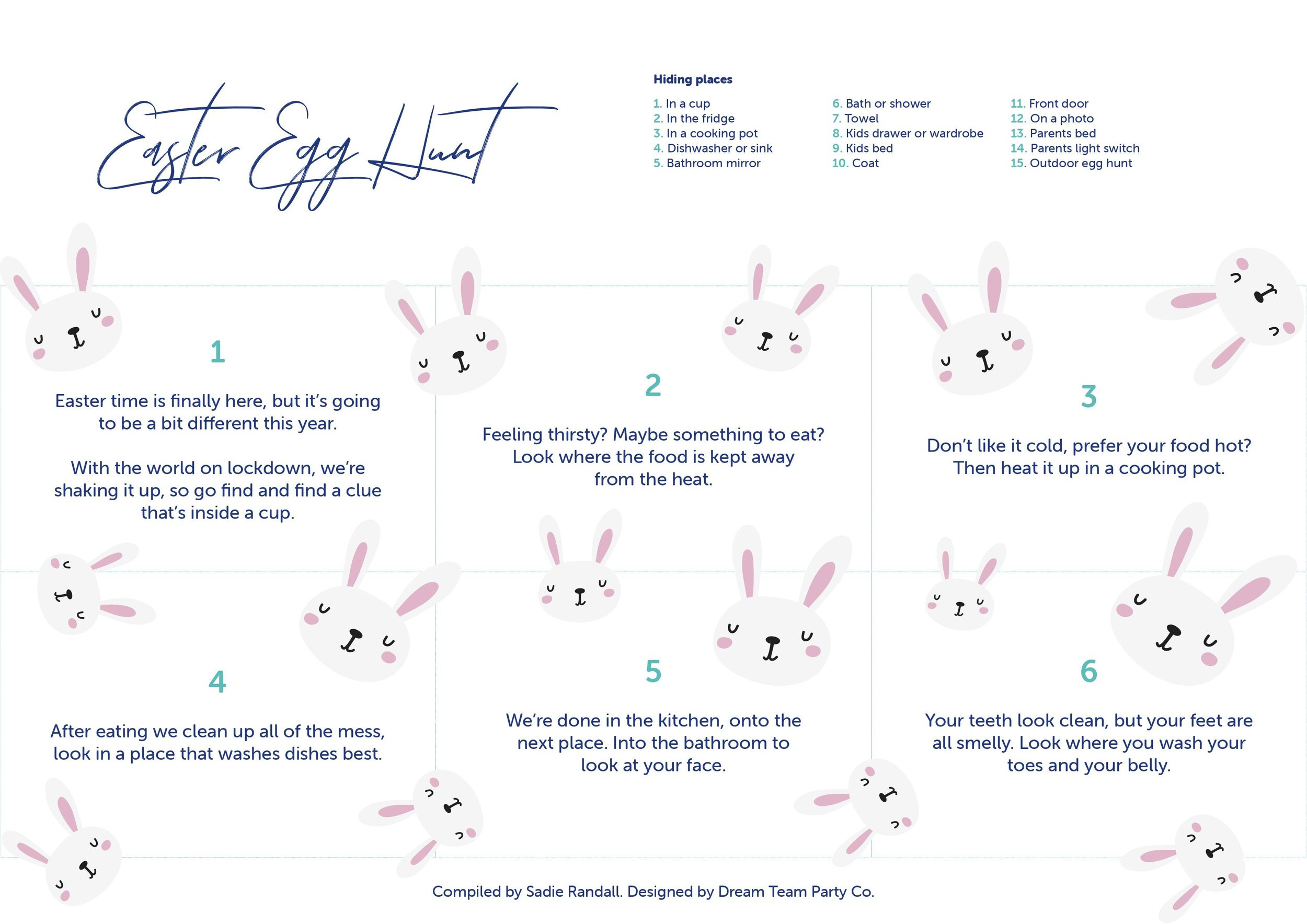 Free Lockdown Indoor Easter Egg Clues Printable — Dream Team Party Co inside Indoor Easter Eggs Hunt Clues Printable