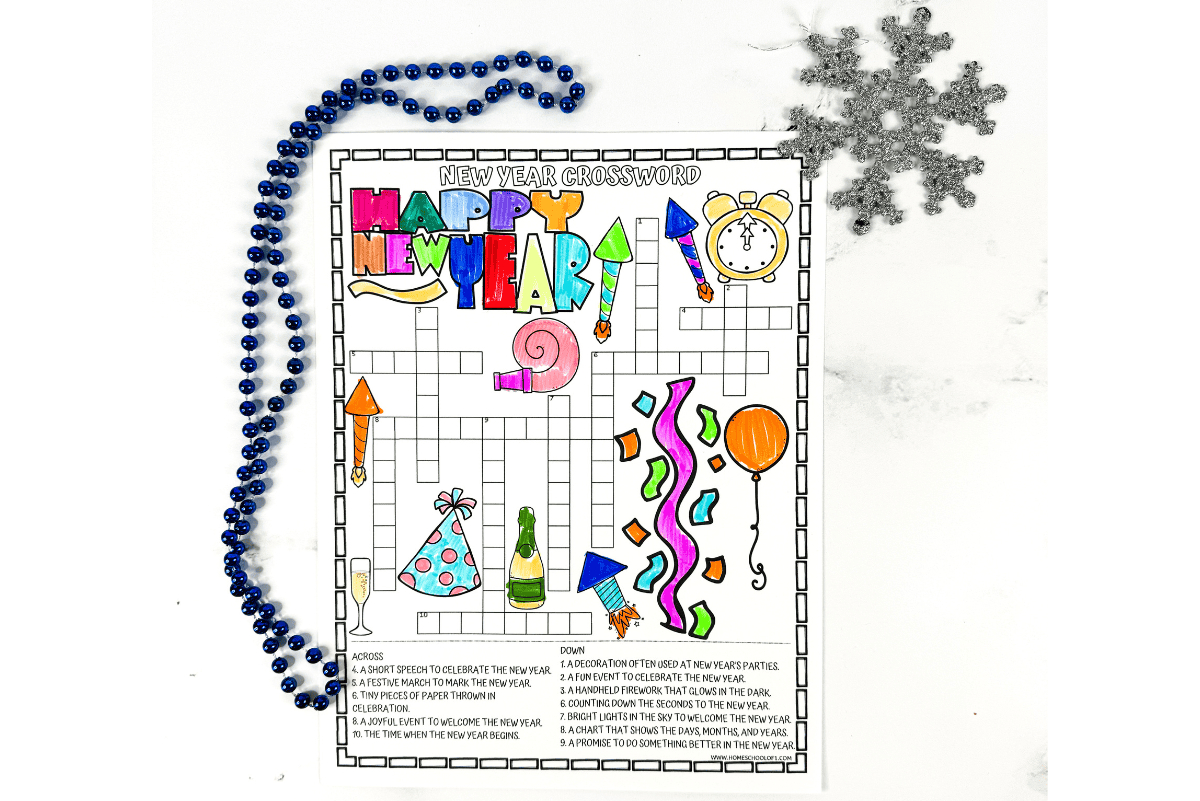Free New Year Crossword Puzzle Printable throughout New Year Crossword Printable