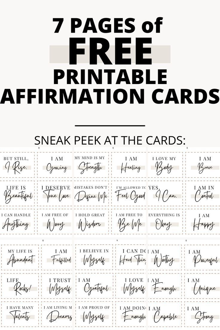 Free Printable Affirmation Cards (+ Affirmation Ideas) inside Free Printable Affirmations