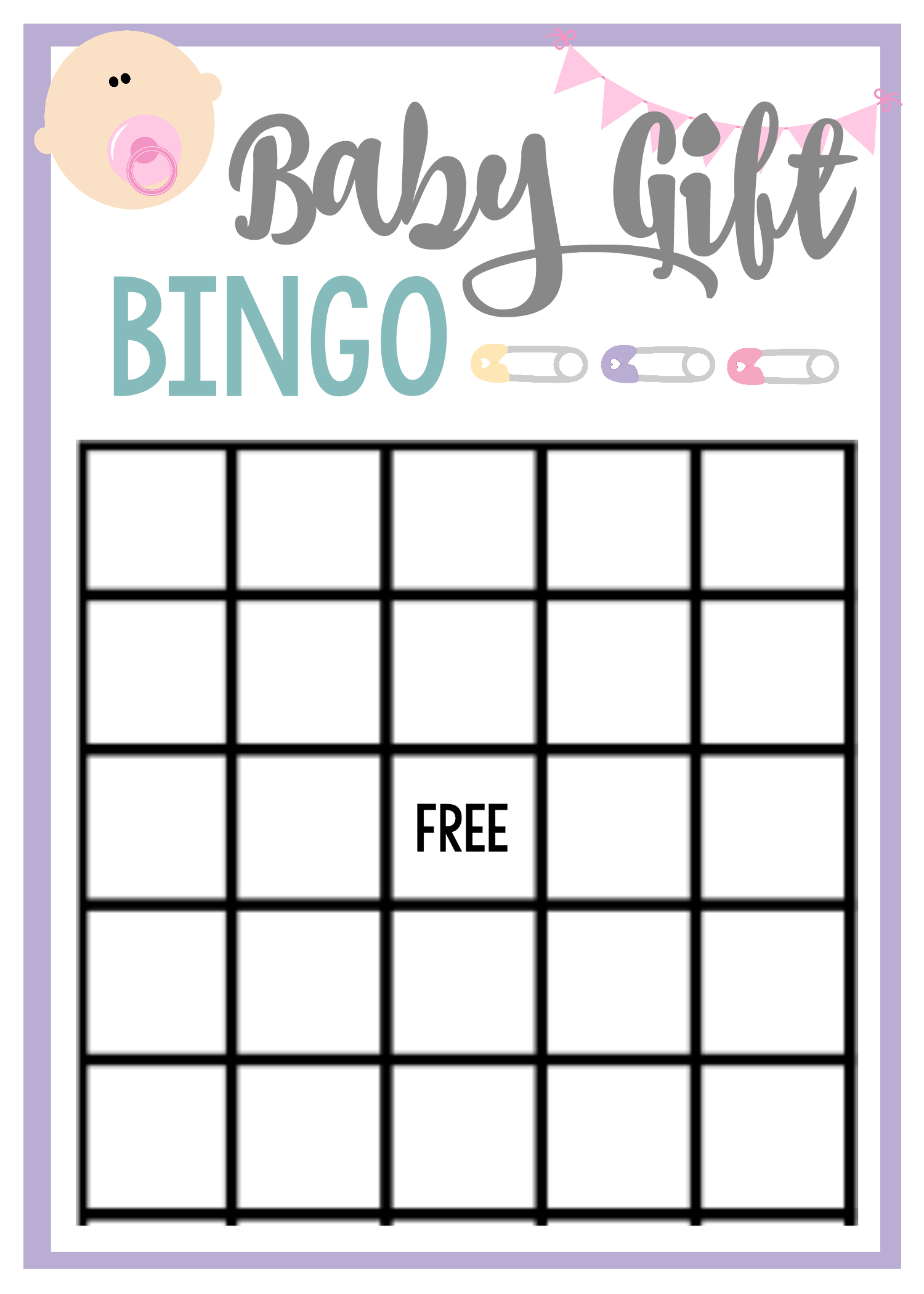 Free Printable Baby Shower Games For Large Groups – Fun-Squared pertaining to Blank Baby Shower Bingo Card