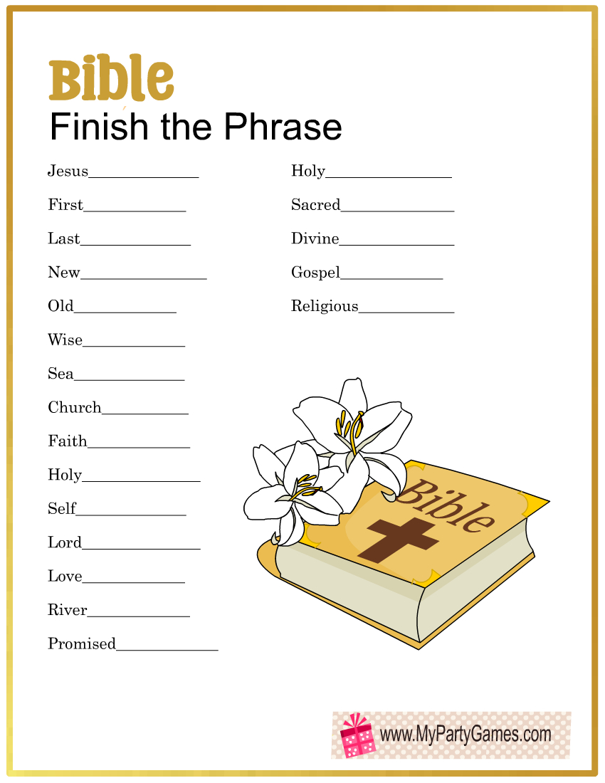 Free Printable Bible Finish The Phrase Game for Finish the Phrase Printable
