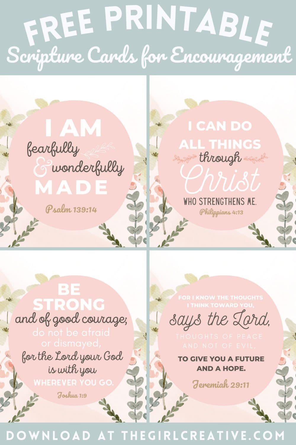 Free Printable Bible Verses For Encouragement - The Girl Creative with regard to Free Printable Scripture Verses
