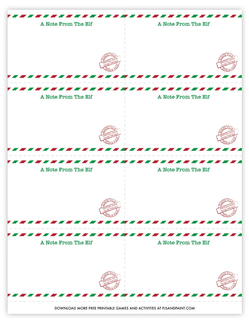 Free Printable Blank Elf On The Shelf Note Cards - Pjs And Paint throughout Free Printable Blank Elf On The Shelf Notes
