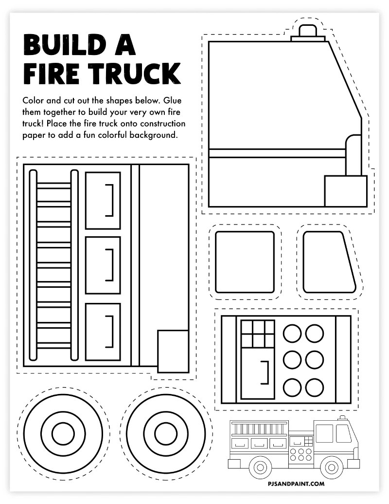 Free Printable Build A Fire Truck Craft - Pjs And Paint with regard to Cut Out Fire Truck Template Printable