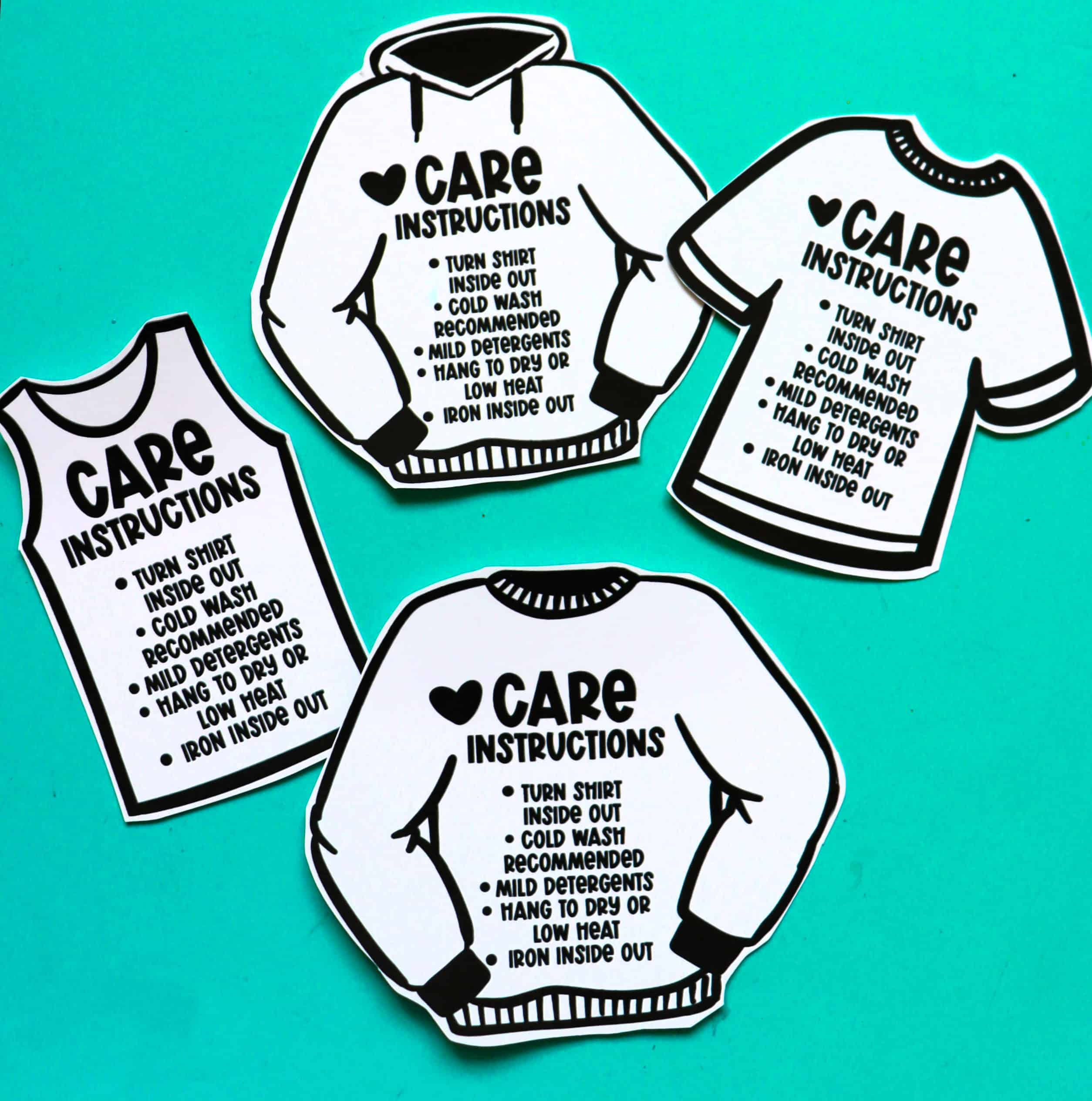 Free Printable Care Instructions For Vinyl Shirts - A Girl And A throughout Printable Care Instruction Cards Free