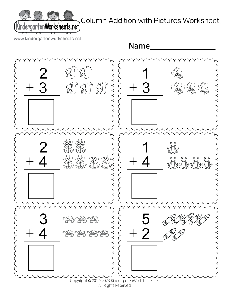 Free Printable Column Addition With Pictures Worksheet pertaining to Column Addition with Pictures Worksheet