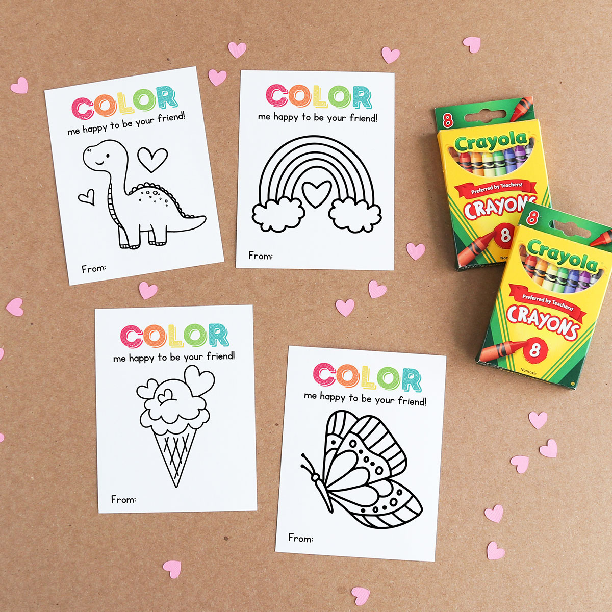 Free Printable Crayon Valentine Coloring Cards - Mom In Pajamas within Free Printable Crayon Valentines