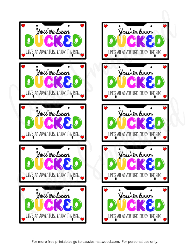 Free Printable Duck Duck Jeep Tags For Rubber Ducks - Cassie Smallwood with regard to You&amp;amp;#039;ve Been Ducked Printable Free