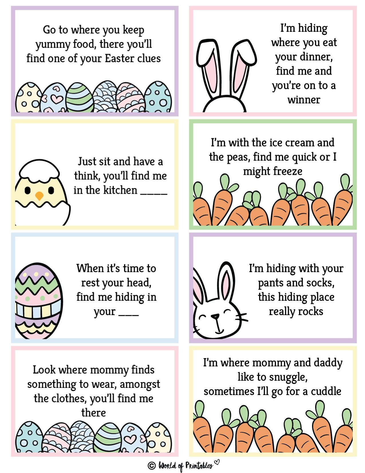 Free Printable Easter Egg Hunt Clues - World Of Printables inside Easter Egg Hunt Free Printable