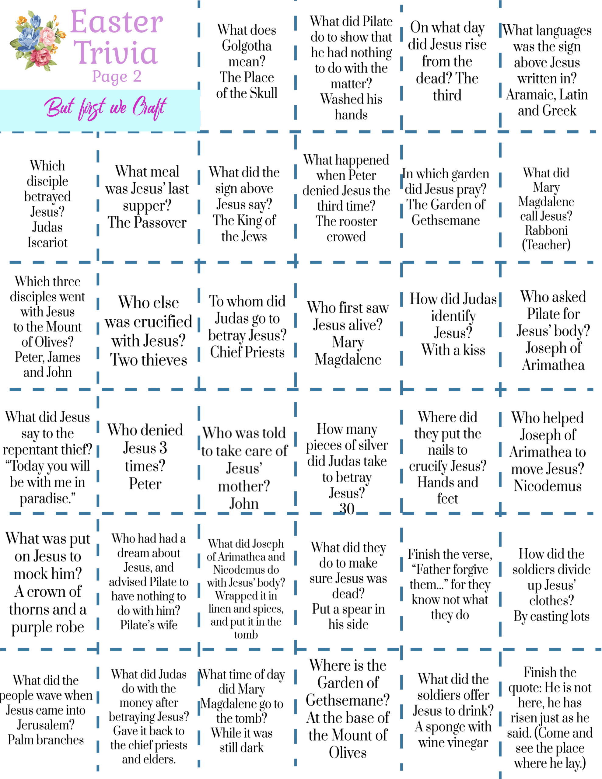 Free Printable Easter Trivia – But First We Craft with regard to Easter Trivia Printable