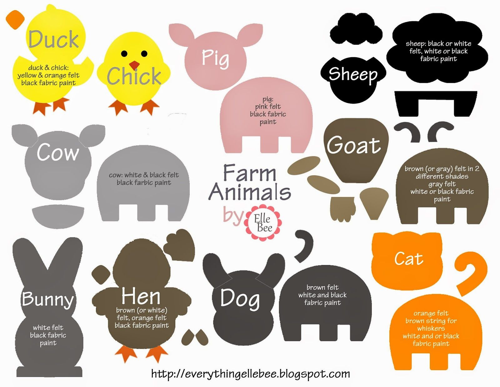 Free Printable Farm Animal Template For Felt Board throughout Felt Board Templates Free Printable