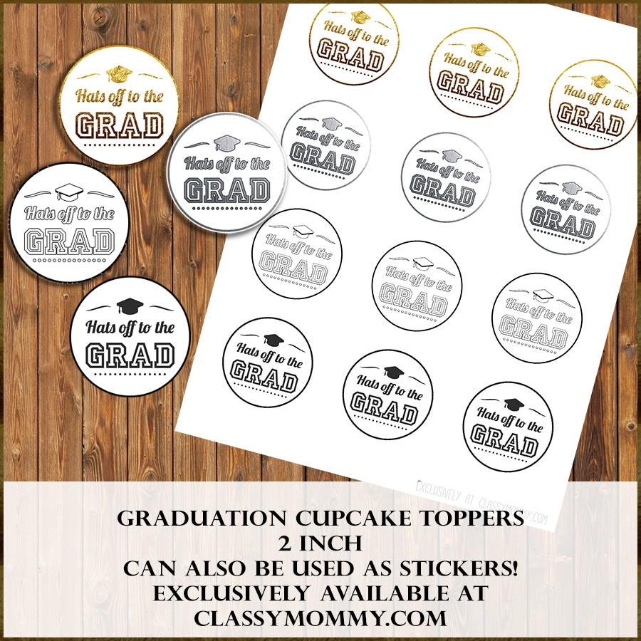 Free Printable Graduation Cupcake Toppers - Classy Mommy inside Free Printable Graduation Cupcake Toppers