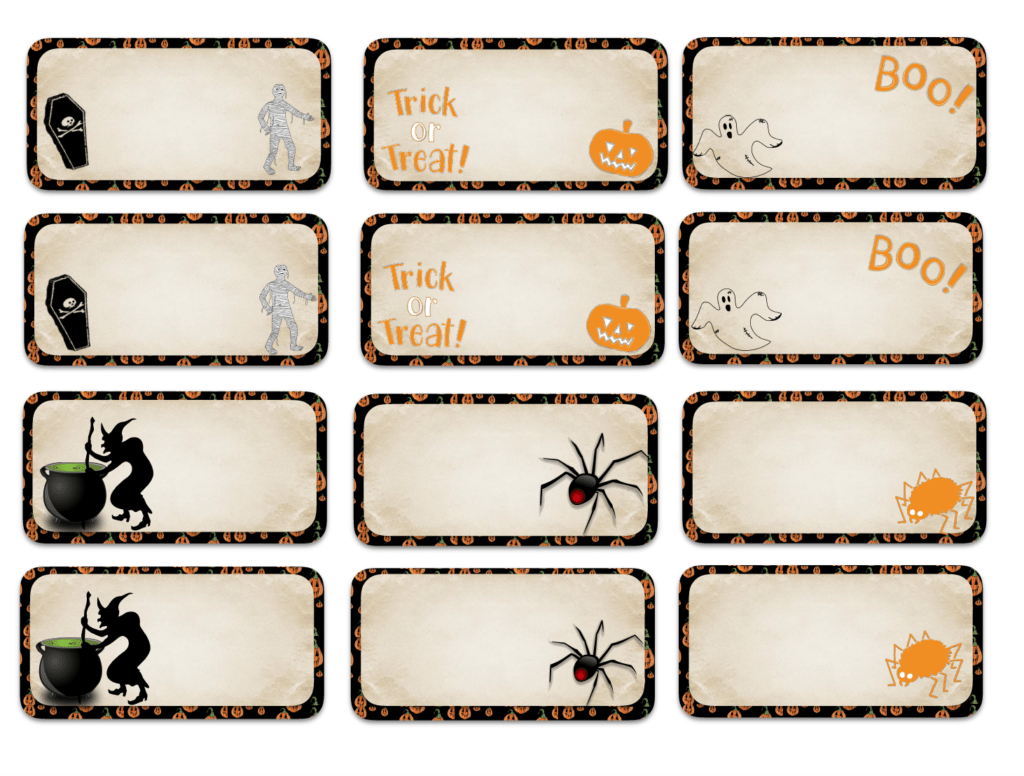 Free Printable Halloween Labels: Multiple Sizes, Multiple Designs with Printable Halloween Food Labels