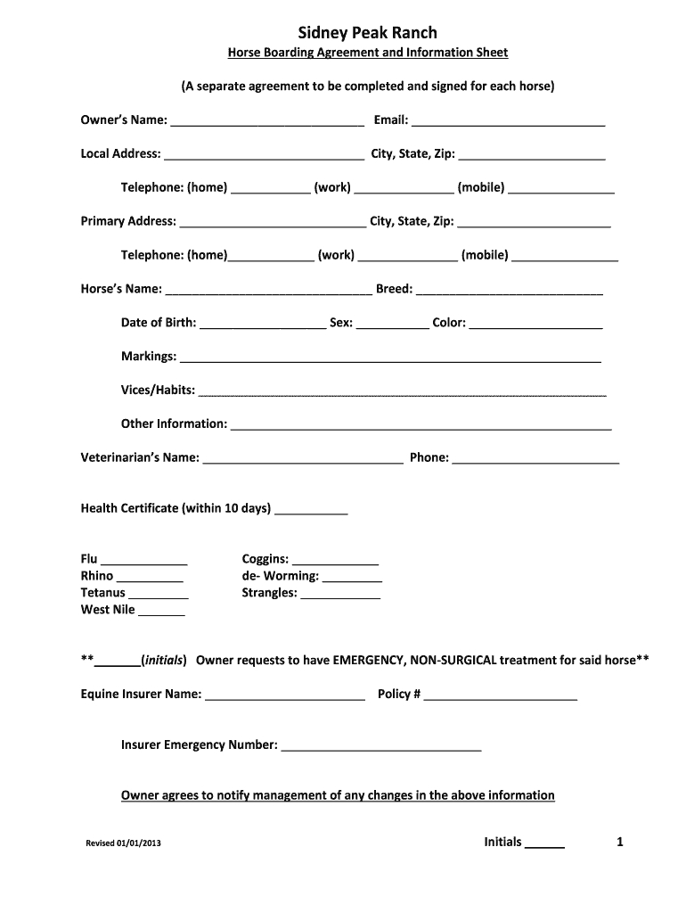 Free Printable Horse Boarding Contract: Fill Out &amp;amp; Sign Online intended for Free Printable Horse Boarding Contract