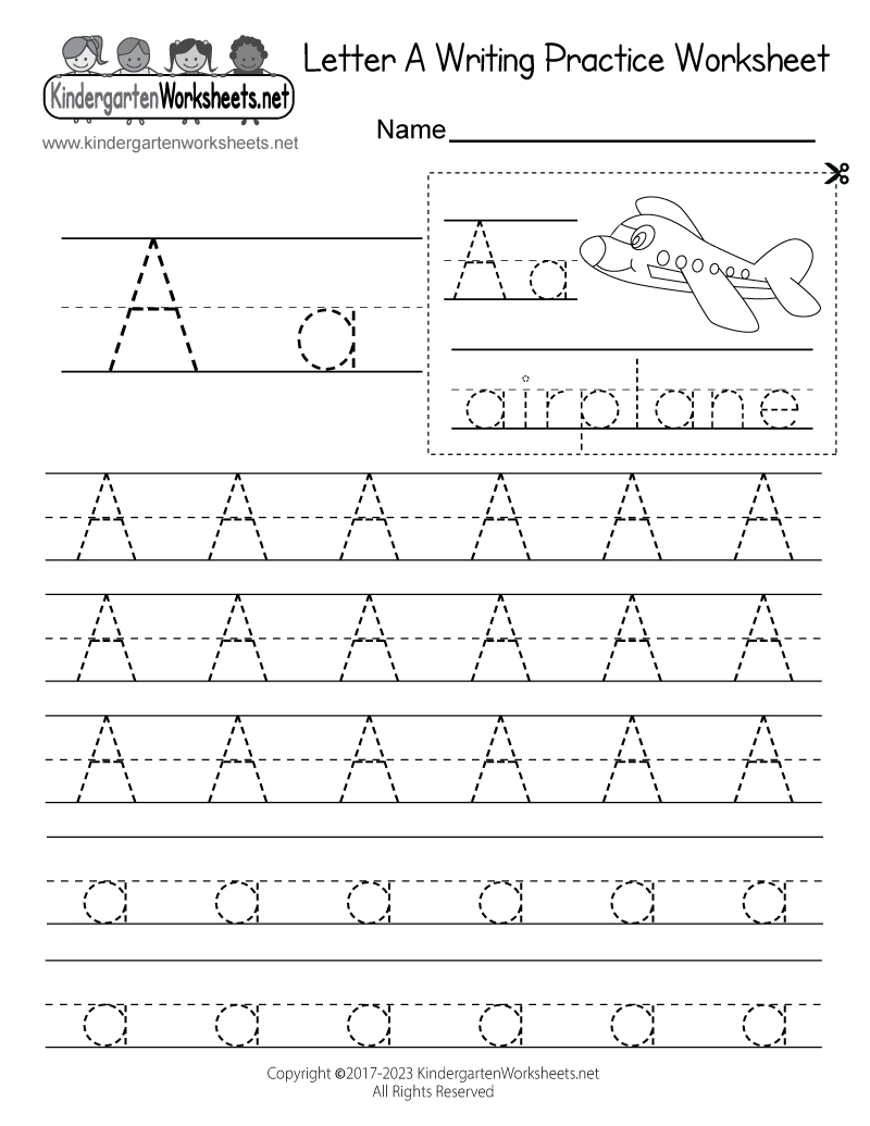 Free Printable Letter A Writing Practice Worksheet in Free Printable Writing Practice Worksheets