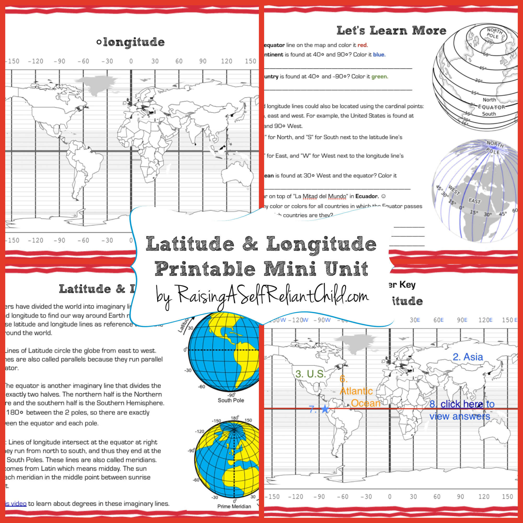 Free Printable Mini Unit Latitude And Longitude For Kids throughout Latitude And Longitude Worksheets Free Printable