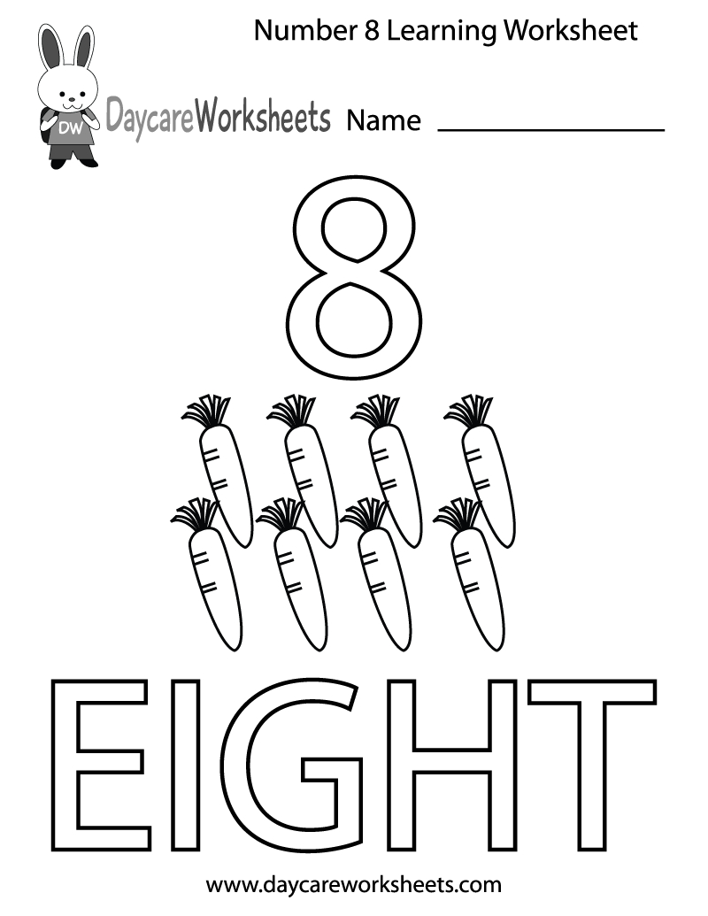 Free Printable Number Eight Learning Worksheet For Preschool pertaining to Number Eight Worksheet Printable