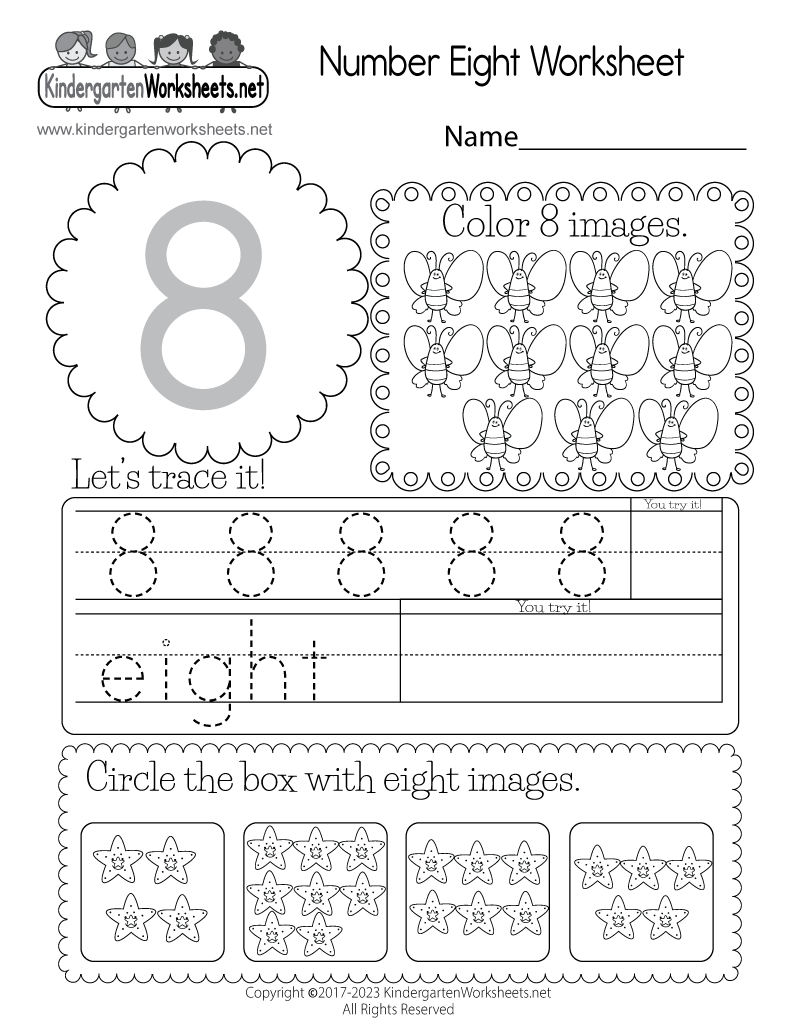 Free Printable Number Eight Worksheet with regard to Number Eight Worksheet Printable