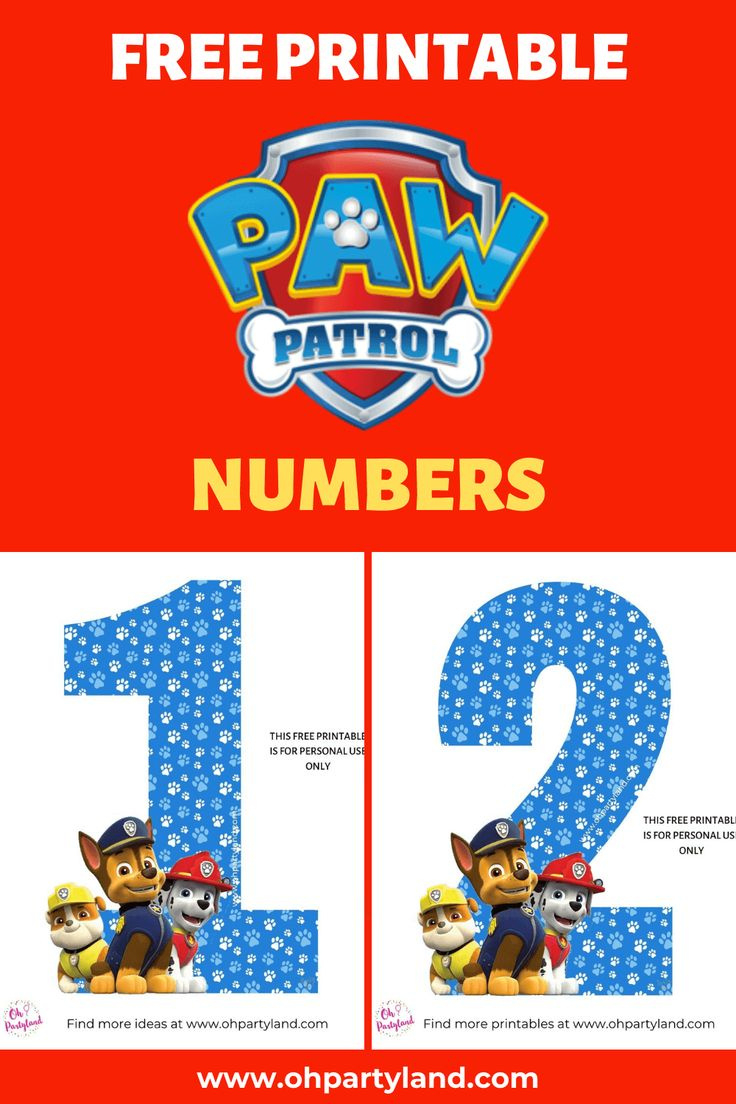 Free Printable Paw Patrol Numbers | Paw Patrol Printables, Paw in Paw Patrol Free Printables Birthday