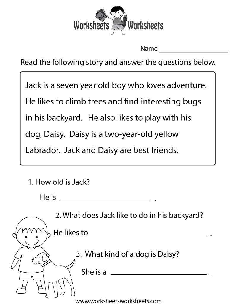 Free Printable Reading Comprehension Practice Worksheet regarding Reading Worksheets Printable