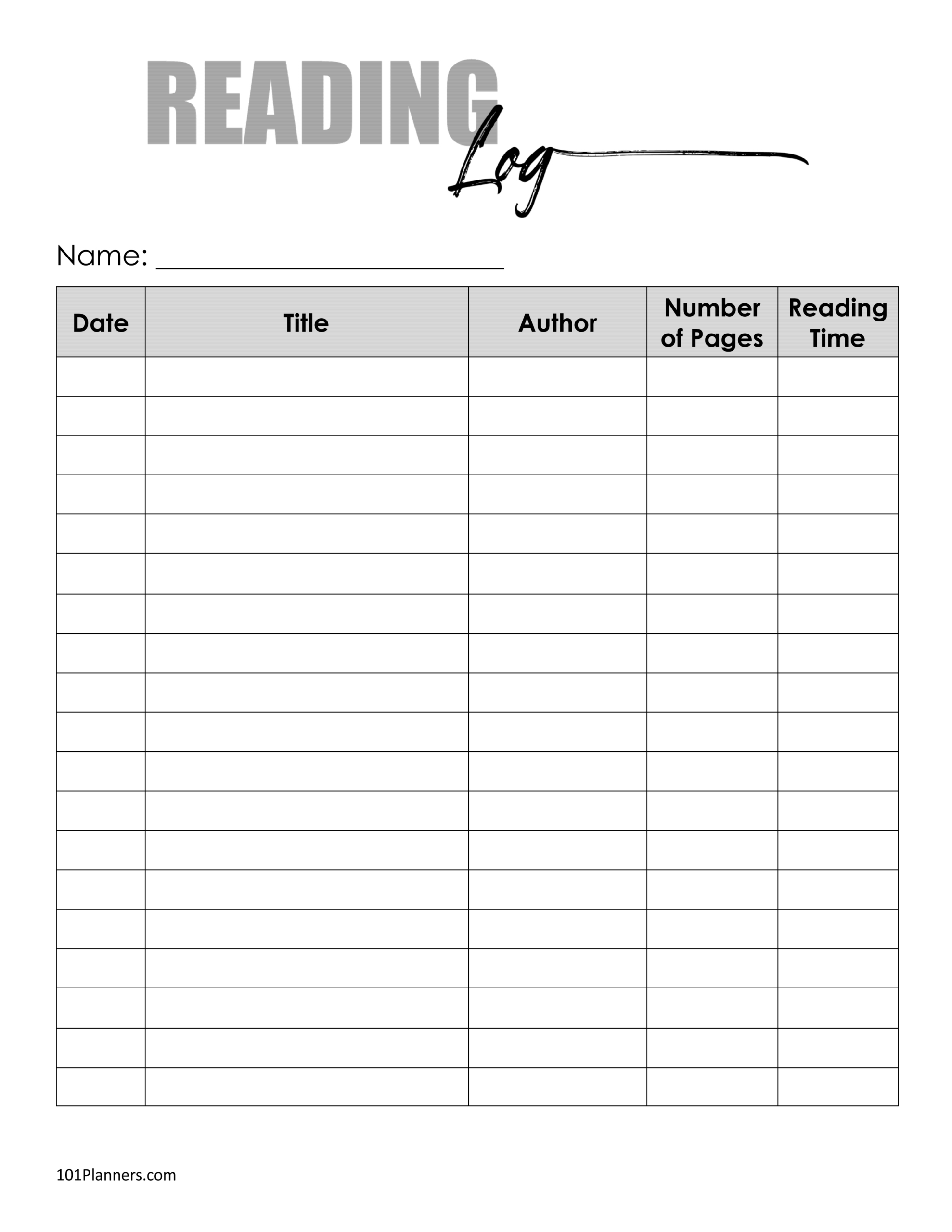 Free Printable Reading Log Template | Bullet Journal &amp;amp; Traditional for Free Book Log Printable