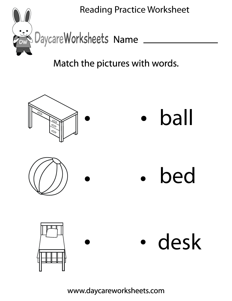 Free Printable Reading Practice Worksheet For Preschool for Reading Worksheets Printable For Preschool