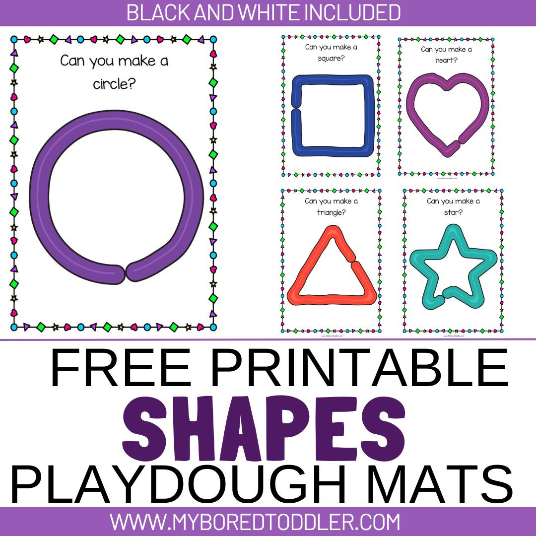 Free Printable Shapes Playdough Mats - My Bored Toddler in Playdough Mat Free Printable
