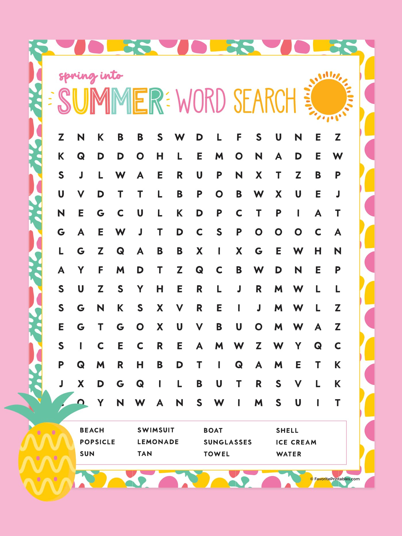 Free Printable Summer Word Search - Favorite Printables regarding Free Printable Word Searches Summer